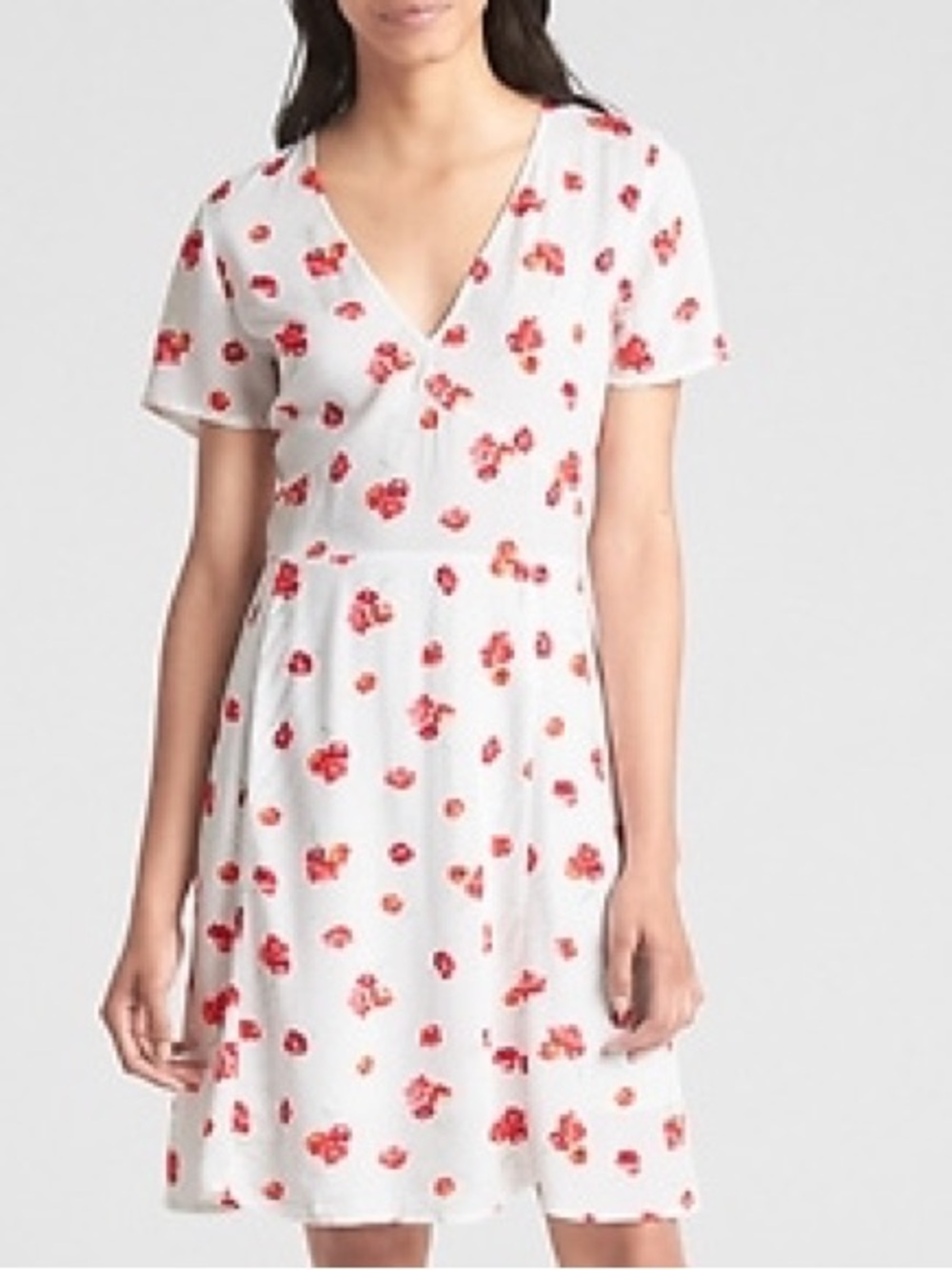 GAP White Floral V-Neck Dress